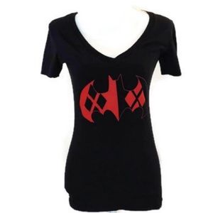 DC Comics Black Batman V-neck Knit Shirt